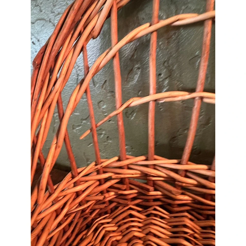 Vintage Handwoven Willow Wicker Basket French Country Cottagecore Flower Decor